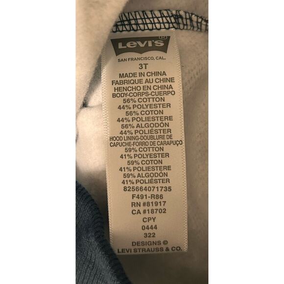 Levi's Hoodie Toddler Sz 3T Blue Paisley Bandanna Full Zip Sweatshirt NWT Jacket - Picture 8 of 10